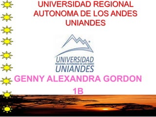 UNIVERSIDAD REGIONAL
AUTONOMA DE LOS ANDES
UNIANDES
GENNY ALEXANDRA GORDON
1B
 