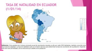 TASA DE NATALIDAD EN ECUADOR
(1/01/14)
 