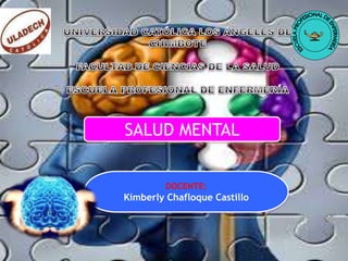 SALUD MENTAL
DOCENTE:
Kimberly Chafloque Castillo
 