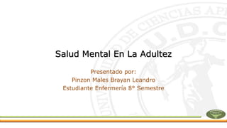 Salud Mental En La Adultez
Presentado por:
Pinzon Males Brayan Leandro
Estudiante Enfermería 8° Semestre
 