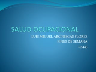 LUIS MIGUEL ARCINIEGAS FLOREZ
FINES DE SEMANA
113443
 