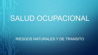 SALUD OCUPACIONAL
RIESGOS NATURALES Y DE TRANSITO
 