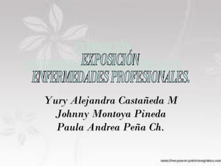 Yury Alejandra Castañeda M Johnny Montoya Pineda Paula Andrea Peña Ch. EXPOSICIÓN  ENFERMEDADES PROFESIONALES. 