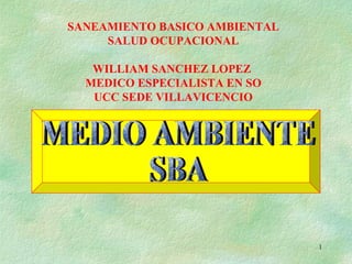 MEDIO AMBIENTE SBA  SANEAMIENTO BASICO AMBIENTAL SALUD OCUPACIONAL WILLIAM SANCHEZ LOPEZ  MEDICO ESPECIALISTA EN SO UCC SEDE VILLAVICENCIO 