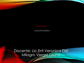 SALUD PUBLICA
EVOLUCIÓN HISTÓRICA
Docente: Lic.Enf.Veronica Del
Milagro Vergel Olano
 
