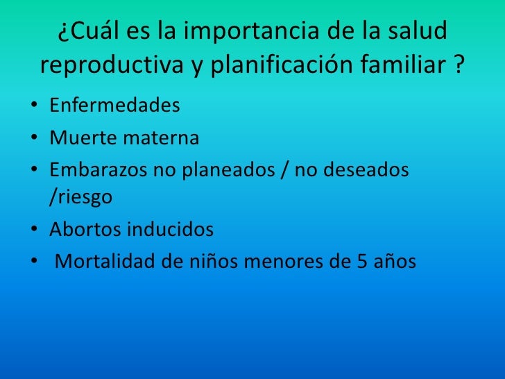 Salud Reproductiva Y Planificacion Familiar