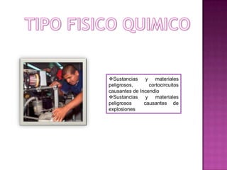- Gases y vapores TIPO BIOLOGICO Son todos los organismos  o materiales contaminados que se encuentren en los lugares o áreas geográficas de trabajo que pueden transmitir a los trabajadores expuestos patologías, directa o indirectamente 
