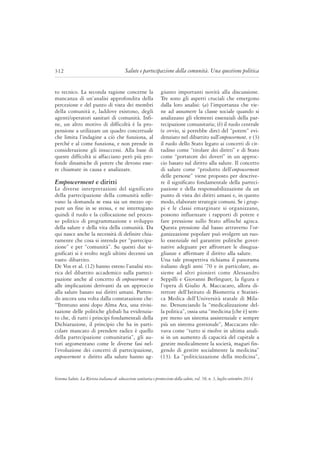 312
Sistema Salute. La Rivista italiana di educazione sanitaria e promozione della salute, vol. 58, n. 3, luglio-settembre...