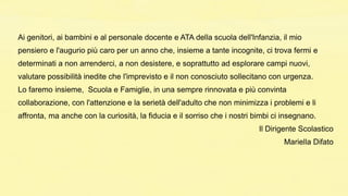 Lettera di saluto ai bambini della scuola dell'infanzia