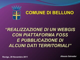 Alessia Salvador COMUNE DI BELLUNO Rovigo, 29 Novembre 2011 