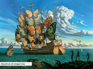 Departure of winged ship
 