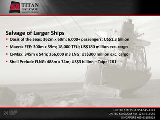 Major Hurdles and Challenges  Personnel  Salvage of Larger Vessels Passenger Ships