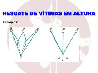 RESGATE DE VÍTIMAS EM ALTURA
Exemplos:
 