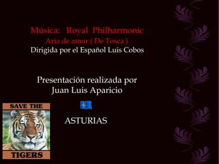 Música:  Royal  Philharmonic Aria de amor ( De Tosca ) Dirigida por el Español Luis Cobos  Presentación realizada por Juan Luis Aparicio ASTURIAS 