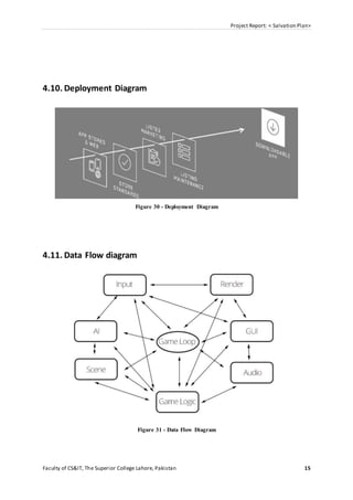 Project Report: < Salvation Plan>
Faculty of CS&IT, The Superior College Lahore, Pakistan 15
4.10. Deployment Diagram
Figure 30 - Deployment Diagram
4.11. Data Flow diagram
Figure 31 - Data Flow Diagram
 