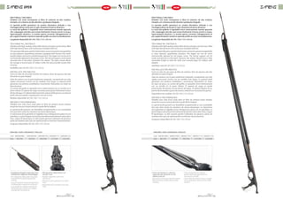designed          designed
                    open                                                                     NEW    & made
                                                                                                     in italy
                                                                                                                      & made
                                                                                                                       in italy                NEW


DETTAGLI TECNICI                                                                                                DETTAGLI TECNICI
Arbalete con fusto monopezzo in fibra di carbonio ad alto modulo,                                               Arbalete con fusto monopezzo in fibra di carbonio ad alto modulo,
riempito con schiuma ad alta densità e guidaasta integrale.                                                     riempito con schiuma ad alta densità e guidaasta integrale.
Lo speciale profilo garantisce un assetto idrostatico ottimale e una                                            Lo speciale profilo garantisce un assetto idrostatico ottimale e una
maneggevolezza senza pari in ogni situazione di pesca dinamica.                                                 maneggevolezza senza pari in ogni situazione di pesca dinamica.
La corsa del grilletto è regolabile micro metricamente tramite apposita                                         La corsa del grilletto è regolabile micro metricamente tramite apposita
vite. L’appoggio sternale, può essere facilmente rimosso anche in acqua.                                        vite. L’appoggio sternale, può essere facilmente rimosso anche in acqua.
Sganciasagola dinamico. La testata aperta consente l’alloggiamento di                                           Sganciasagola dinamico. La testata aperta consente l’alloggiamento di
più coppie di elastici mentre lo speciale profilo ne evita l’accavallamento.                                    più coppie di elastici mentre lo speciale profilo ne evita l’accavallamento.
Lunghezze disponibili: 85 | 95 | 105 | 115 | 125 cm                                                             Lunghezze disponibili: 85 | 95 | 105 | 115 | 125 cm

technical details                                                                                               technical details
Arbalete with high module carbon fiber barrel, one-piece construction, filled                                   Arbalete with high module carbon fiber barrel, one-piece construction, filled
with high density foam with continuous moulded shaft rail.                                                      with high density foam with continuous moulded shaft rail.
The special profile gives a perfect hydrostatic asset and a great manageability                                 The special profile gives a perfect hydrostatic asset and a great manageability
in every dynamic spearfishing situation. Equipped with Torsion2 Evo shaft,                                      in every dynamic spearfishing situation. The trigger run can be micro
double rubbers and reel as standard equipment. The trigger run can be micro                                     mechanically adjusted by the proper screw. The sternal support can be
mechanically adjusted by the proper screw. The sternal support can be easily                                    easily removed also in the water. Dynamic line release. Muzzle have a little
removed also in the water. Dynamic line release. The open muzzle allows                                         removable bridge to hold the shaft and screwed plugs for rubbers with
the storage of several pairs of rubbers while the special profile avoids their                                  adapter.
crossing.                                                                                                       Availables sizes: 85 | 95 | 105 | 115 | 125 cm
Availables sizes: 85 | 95 | 105 | 115 | 125 cm
                                                                                                                detalles técnicos
detalles técnicos                                                                                               Fusil con tubo de una pieza de fibra de carbono, lleno de espuma ade alta
Fusil con tubo de una pieza de fibra de carbono, lleno de espuma ade alta                                       densitad con guía integral.
densitad con guía integral.                                                                                     Tubo de carbono con la guía totalmente integrada, consiguiendo una alta
Tubo de carbono con la guía totalmente integrada, consiguiendo una alta                                         rigidez estructural, incluso con las medidas más largas, su especial perfil
rigidez estructural, incluso con las medidas más largas, su especial perfil                                     garantiza una perfecta estabilidad y movimiento hidrostático en todos
garantiza una perfecta estabilidad y movimiento hidrostático en todos los                                       los tipos de pesca. La carrera del gatillo es ajustable micro-métricamente
tipos de pesca.                                                                                                 con un tornillo en la parte inferior. El soporte de carga se puede
La carrera del gatillo es ajustable micro-métricamente con un tornillo en la                                    poner/quitar fácilmente incluso dentro del agua. El cabezal dispone de un
parte inferior. El soporte de carga se puede poner/quitar fácilmente incluso                                    puente desmontable a gusto del usuario, cabezal con rosca para las gomas.
dentro del agua. El cabezal abierto permite colocar doble goma y su especial                                    Disponble en las medidas: 85 | 95 | 105 | 115 | 125 cm
perfil evita que queden superpuestas una con la otra.
Medidas disponibles: 85 | 95 | 105 | 115 | 125 cm                                                               DETAILS TECHNIQUES
                                                                                                                Arbalète avec tube d’une seule pièce en fibre de carbone haute module,
DETAILS TECHNIQUES                                                                                              rempli de mousse à haute densité et guide flèche intégral.
Arbalète avec tube d’une seule pièce en fibre de carbone haute module,                                          Le spécial profil garantit une flottabilité exceptionnelle et une maniabilité
rempli de mousse à haute densité et guide flèche intégral.                                                      hors pair dans toutes les situations de chasse dynamique. Le mécanisme
Le spécial profil garantit une flottabilité exceptionnelle et une maniabilité                                   de la gâchette est réglable micro métriquement grâce à la vis spécifique. Le
hors pair dans toutes les situations de chasse dynamique.                                                       point d’appui sternal peut être démonté facilement même dans l’eau. Largue
Le mécanisme de la gâchette est réglable micro métriquement grâce à la vis                                      fil dynamique. La tête ouverte permet l’utilisation de plusieurs paires de
spécifique. Le point d’appui sternal peut être démonté facilement même dans                                     sandows alors que son spécial profil, en évite leur chevauchement.
l’eau. Largue fil dynamique. La tête ouverte permet l’utilisation de plusieurs                                  Longueurs disponibles: 85 | 95 | 105 | 115 | 125 cm
paires de sandows alors que son spécial profil, en évite leur chevauchement.
Longueurs disponibles: 85 | 95 | 105 | 115 | 125 cm



MISURE | SIZE | MADIDAS | TAILLES                                                                                 MISURE | SIZE | MADIDAS | TAILLES

cod.	 300200/085 	 300200/095 	 300200/105 	 300200/115 	 300200/125                                              cod.	 300201/085	300201/095	300201/105	300201/115	300201/125
size 	   85 CM	            95 CM 	           105 CM 	      115 CM 	        125 CM                                 size 	     85 CM	         95 CM 	         105 CM 	        115 CM 	        125 CM




-	Il guidaasta integrale è sezionato verso     -	Allineamento degli elastici con 		                             -	Fusto monopezzo in carbonio,              -	Tubo monopieza en carbono, 		
	 la testata per migliorare il brandeggio.     	 archetti Twin.                                                 	 sagomato per garantire un tiro            	 preformado, para garantizar un
-	The integrated shaft guide is dissected      -	Rubbers alignment with Twin 		                                 	 stabile e preciso.                        	 tiro preciso y estable.
	 towards the muzzle to improve the            	wishbones.                                                      -	One-piece construction barrel in carbon   -	Fût en fibre de carbone à haut module
	moving.                                       -	Alineacìon de las gomams con obus 	                            	 fiber, to ensure a stable and accurate    	 d’une seule pièce, assure une tir stable
-	La guía integral es diseccionada hacia       	Twin.                                                           	shooting.                                  	 et précis.
	 el cabezal para mejorar la oscilación.       -	Alignement de le sandows aves obus 	
-	Le guide flèche intégral estsectionné        	Twin.
	 vers la tête, pour assurer un meilleur
	 contrôle des mouvements.


                                                                                        24                                                                                                               25
 
