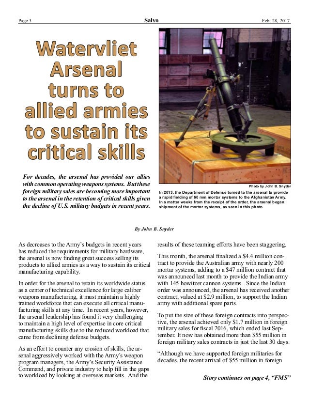 U.S. Army newsletter from the Watervliet Arsenal