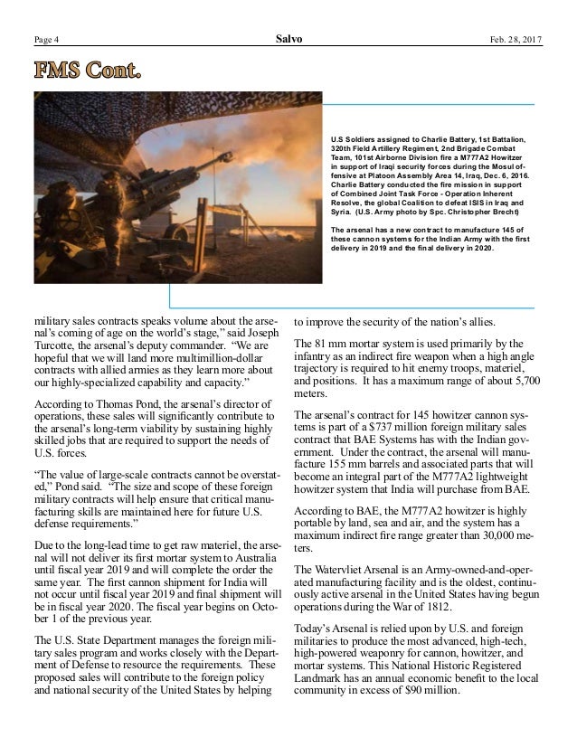 U.S. Army newsletter from the Watervliet Arsenal