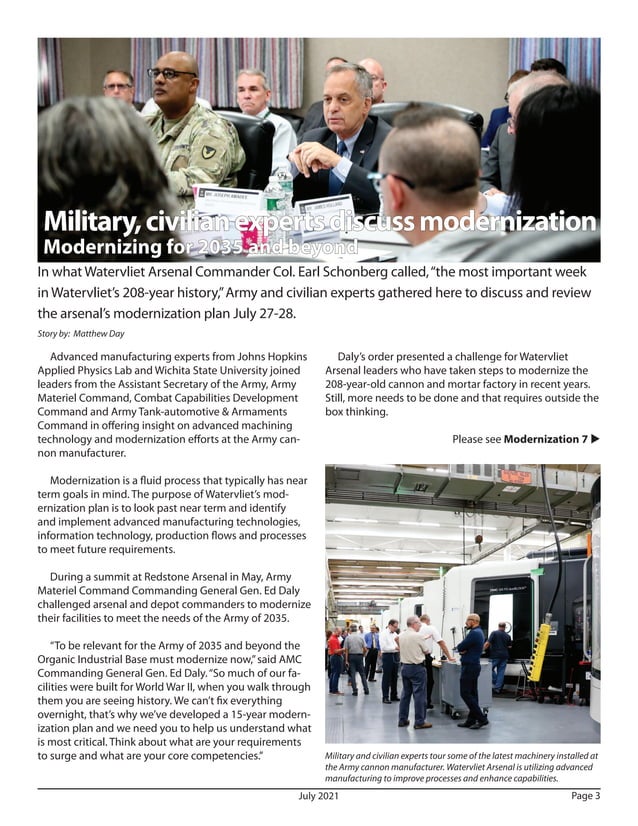 Military Newsletter.pdf Newsletter from the U.S. Army's Watervliet Arsenal - July 2021 | PDF ...