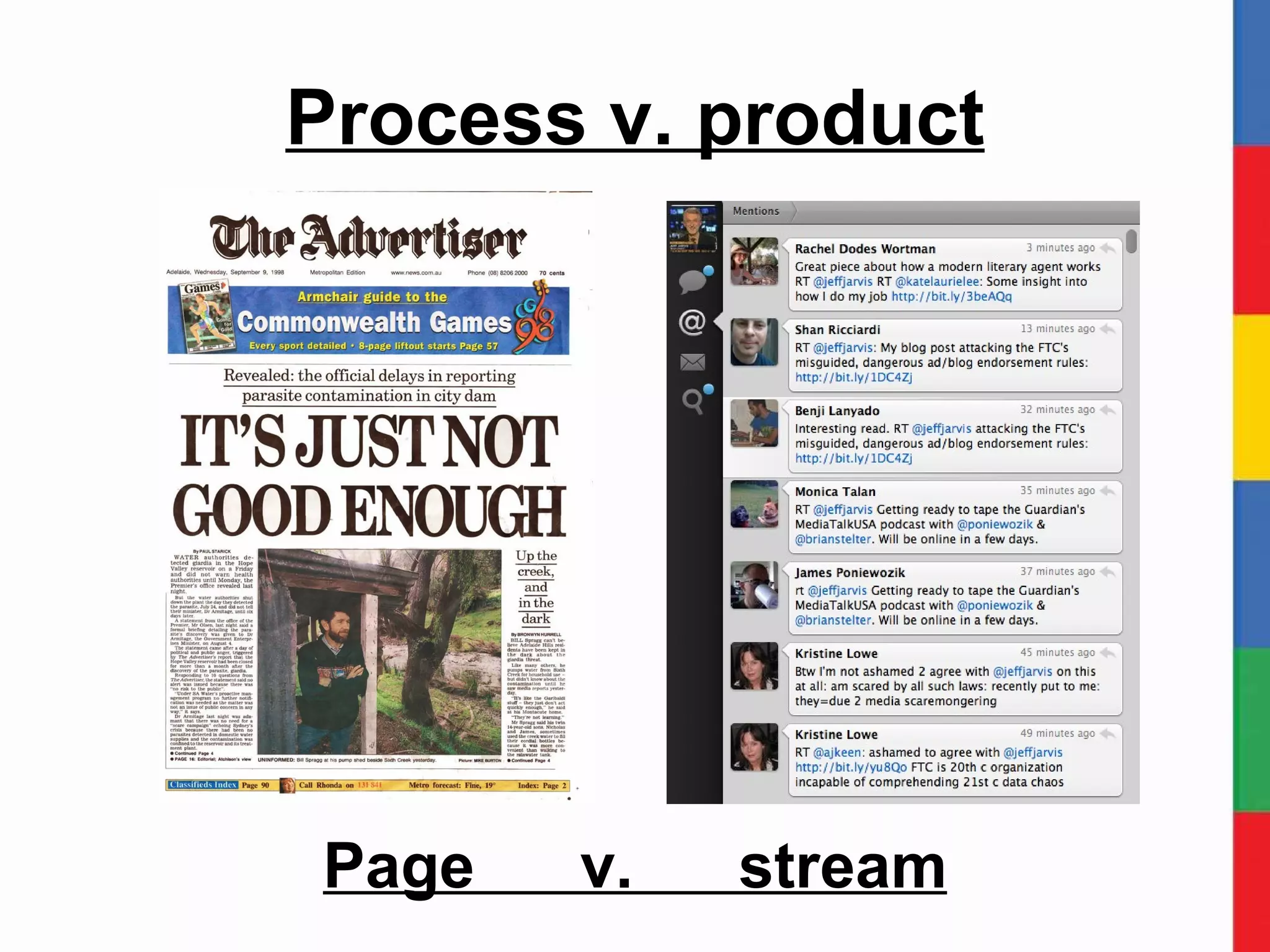 Process v. product Page  v.  stream 