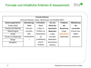 Formale und inhaltliche Kriterien E-Assessment 