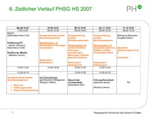 6. Zeitlicher Verlauf PHSG HS 2007 