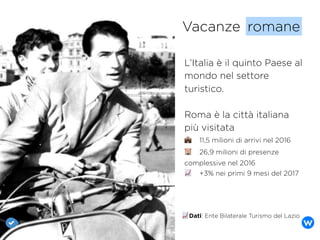 Vacanze romane
📈 Dati: Ente Bilaterale Turismo del Lazio
romane
L’Italia è il quinto Paese al
mondo nel settore
turistico....