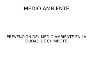MEDIO AMBIENTE PREVENCIÓN DEL MEDIO AMBIENTE EN LA CIUDAD DE CHIMBOTE. 