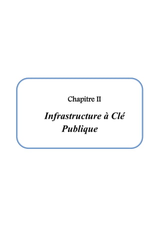 Chapitre II
Infrastructure à Clé
Publique
 