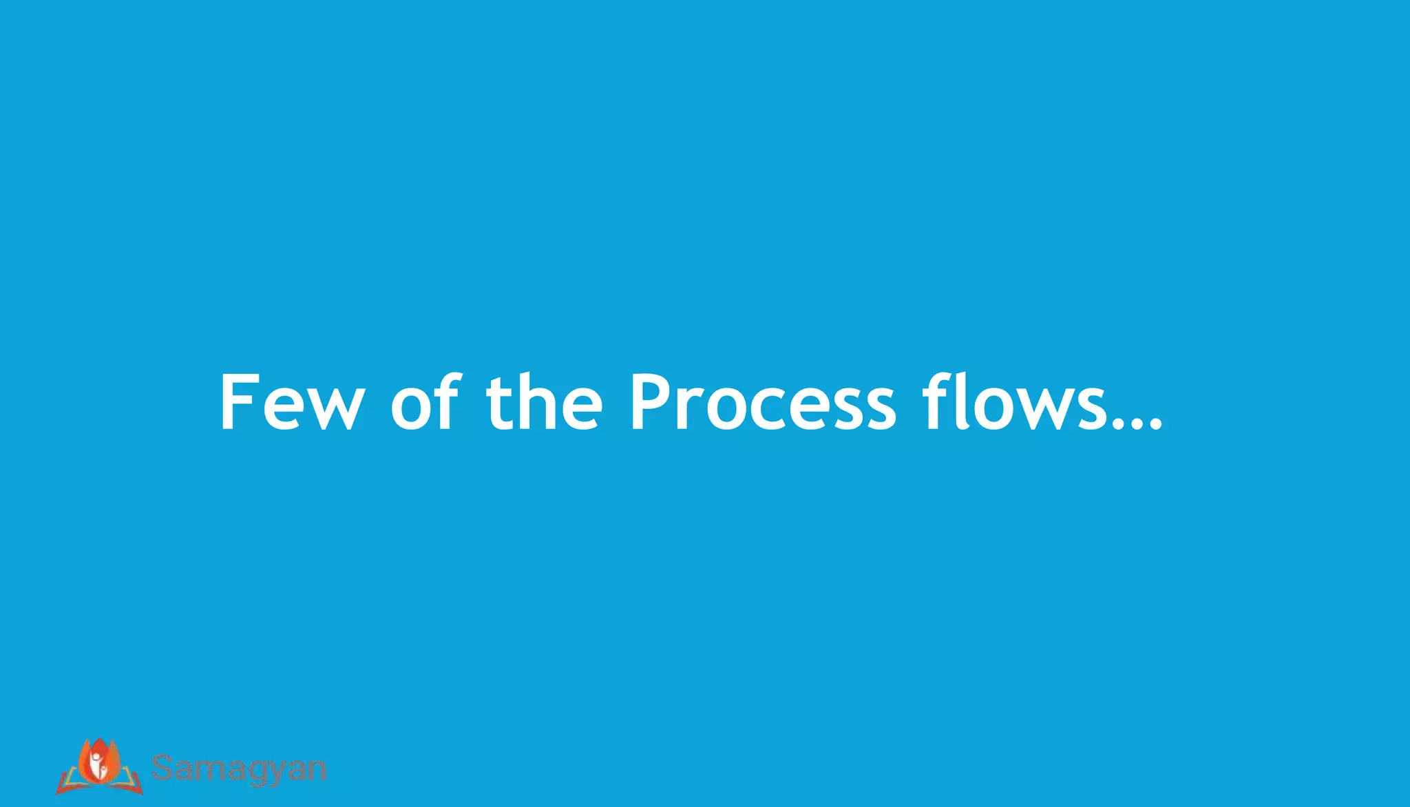Few of the Process flows…
 