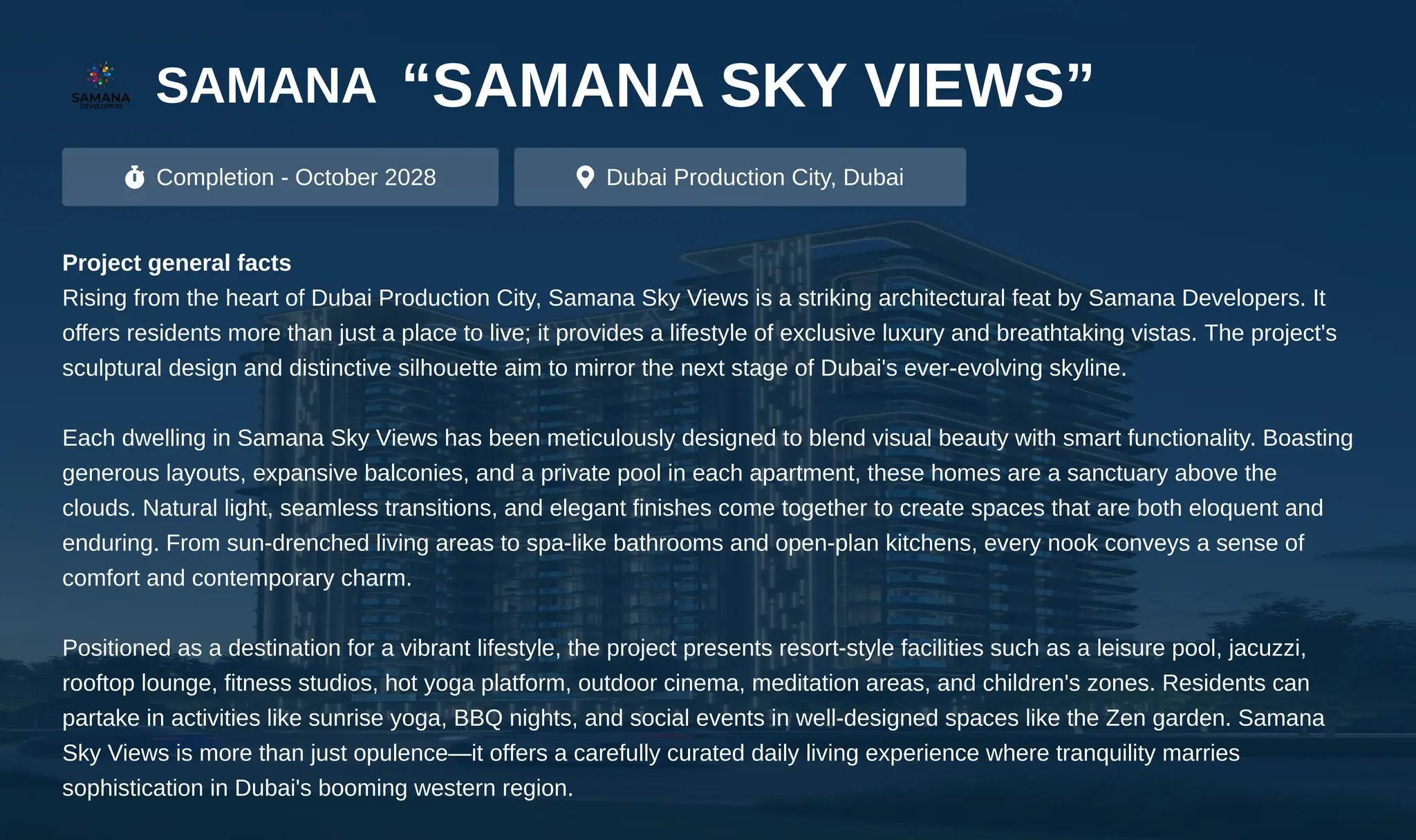 Samana Skyros At Arjan, Dubai – Samana Developers | PDF