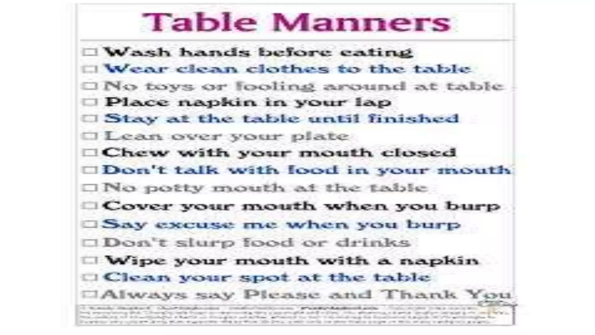 Samantha good manners