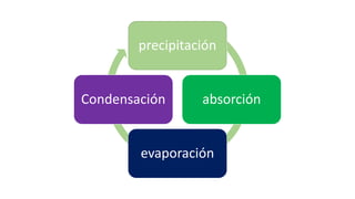 precipitación
absorción
evaporación
Condensación
 