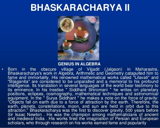 Essay on bhaskaracharya