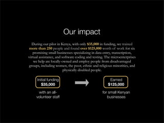 Samasource: A New Model for Empowering the Poor