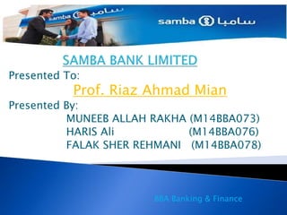 Bba Riaz Samba bank ppt final | PPTX