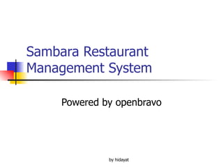 Sambara Restaurant Management System Powered by openbravo 