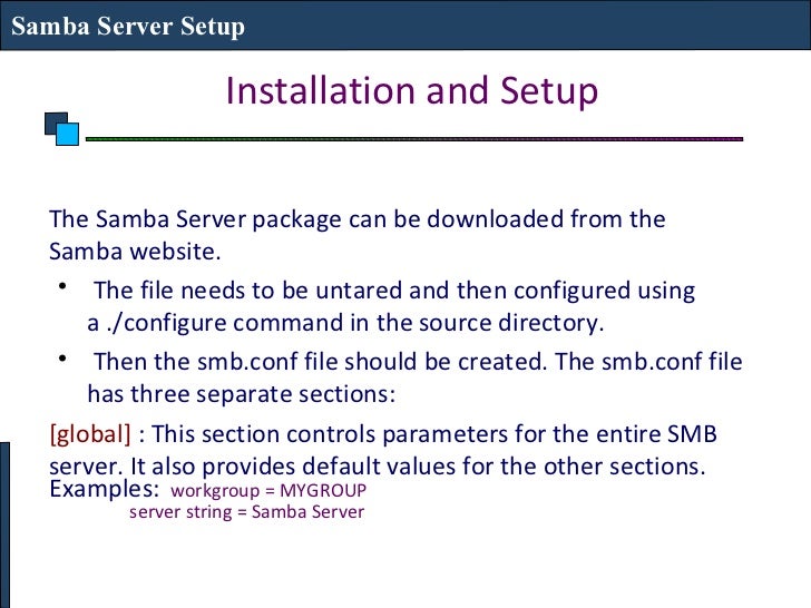 22.6. Samba Server Types And The Smb.Conf File – THYD