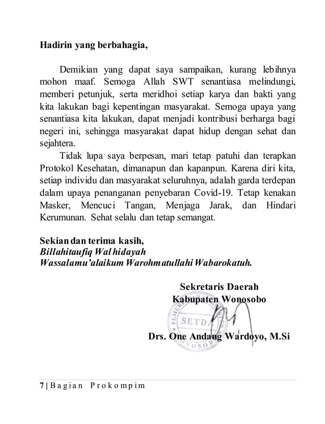 Sambutan sekda pencanangan zona integritas menuju wbk | PDF