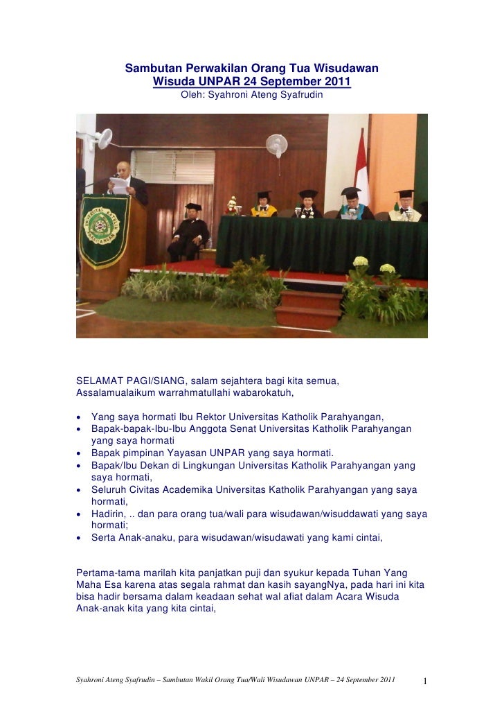 Sambutan Wisuda UNPAR_Bandung_24_September_2011