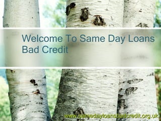Welcome To Same Day Loans Bad Credit www.samedayloansbadcredit.org.uk 
