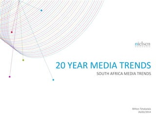 20 YEAR MEDIA TRENDS
SOUTH AFRICA MEDIA TRENDS

Milton Tshabalala
26/02/2014

 
