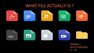 WHAT FILE ACTUALLY IS ?
Sameer .s
RA2011008020065
IT – 3B
 