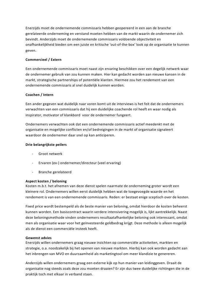 Samenvatting adviesrapport de ondernemende commissaris mkb hub hu