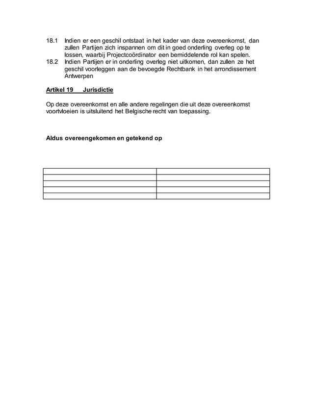 Samenwerkingsovereenkomst voor innovatieproject | PDF