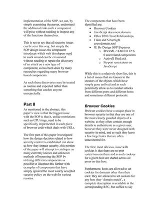 Same Origin Policy Weaknesses | DOC | Web Design and HTML | Internet