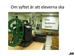 Om syftet är att eleverna skaVisaRedovisaSamla
