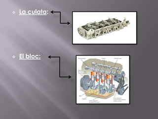 LA CULATA: Es una peça de ferro fos o d’aliatges lleugers d’alumini que fa de tapa dels cilindres.