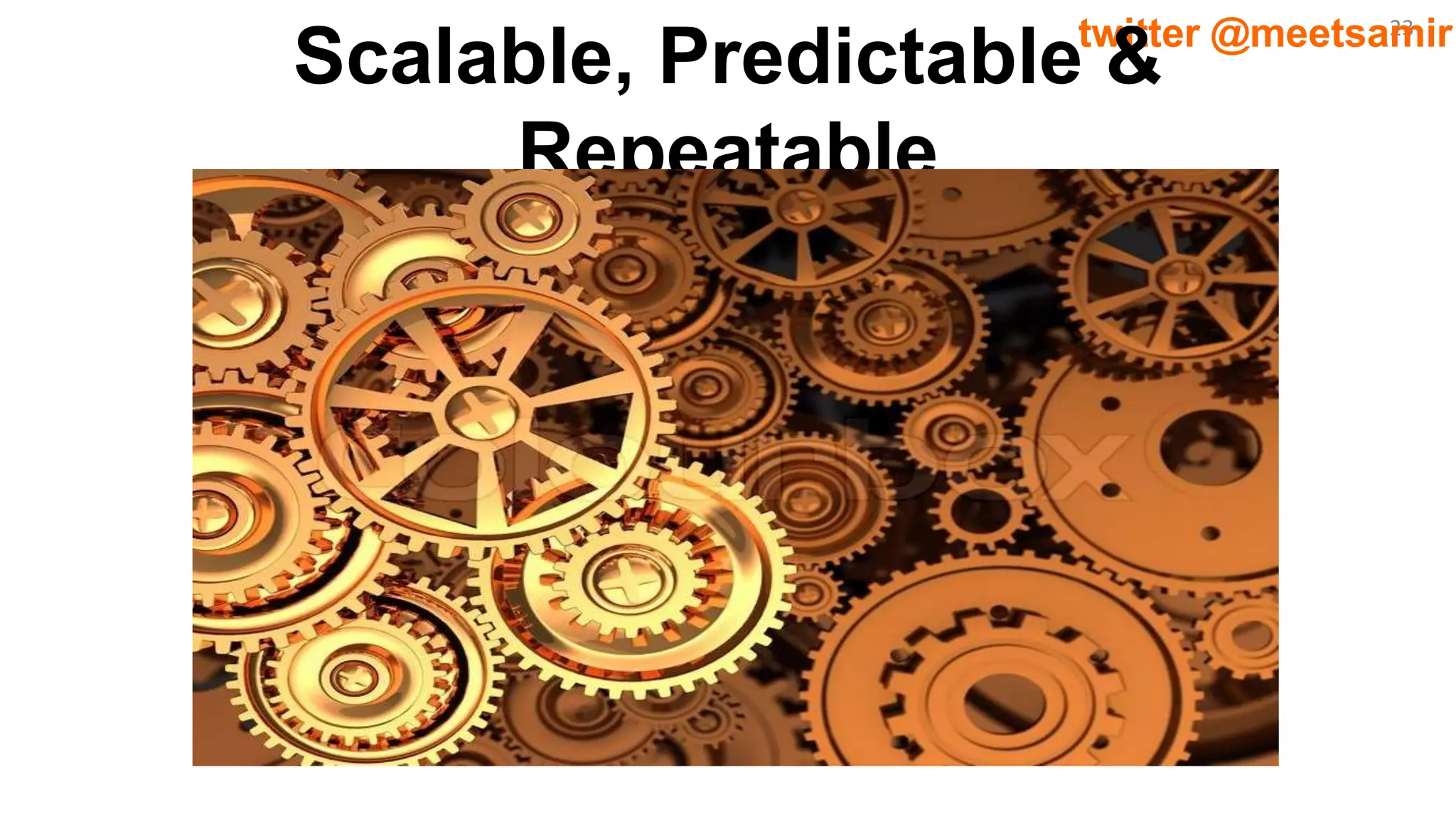 23twitter @meetsamir
Scalable, Predictable &
Repeatable
 