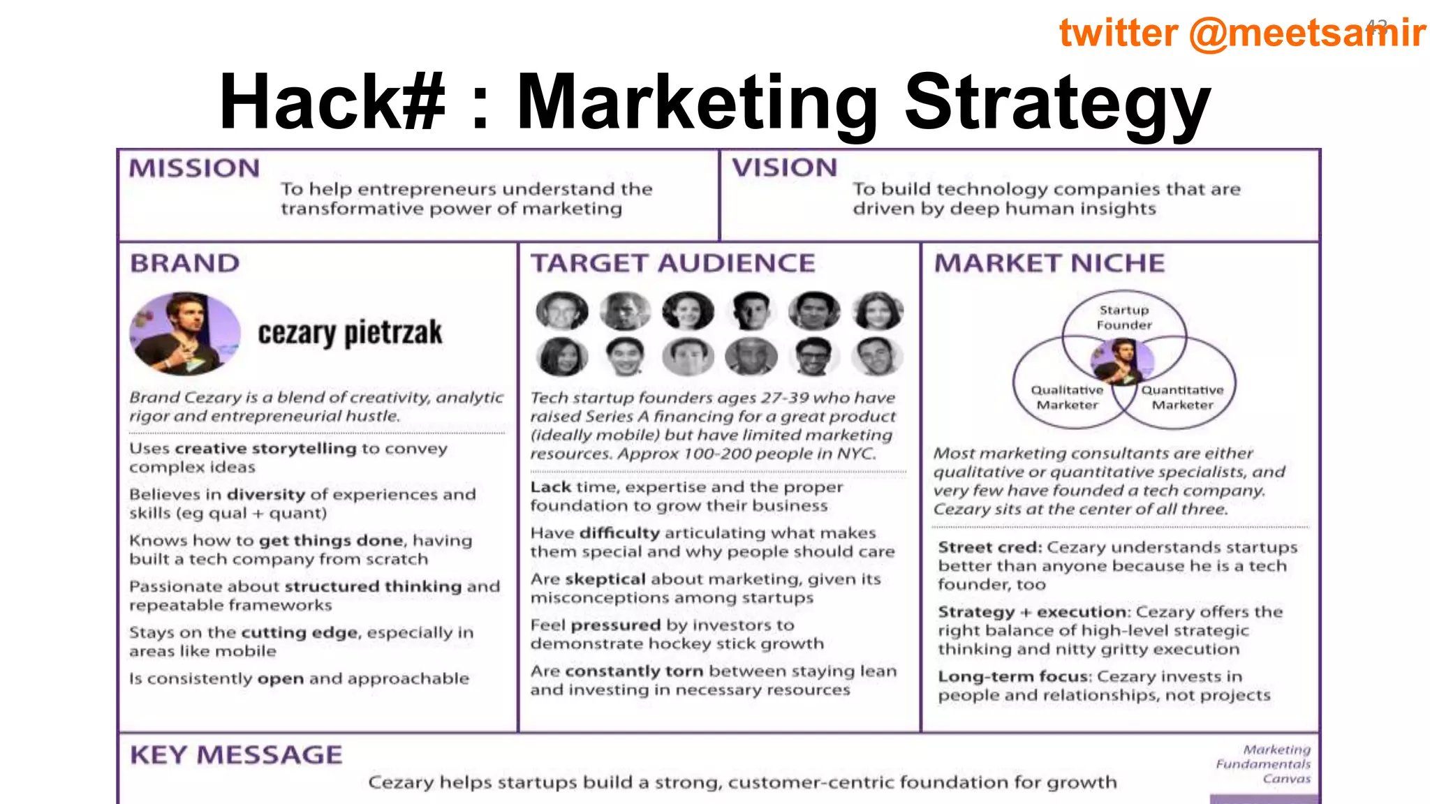 43twitter @meetsamir
Hack# : Marketing Strategy
 